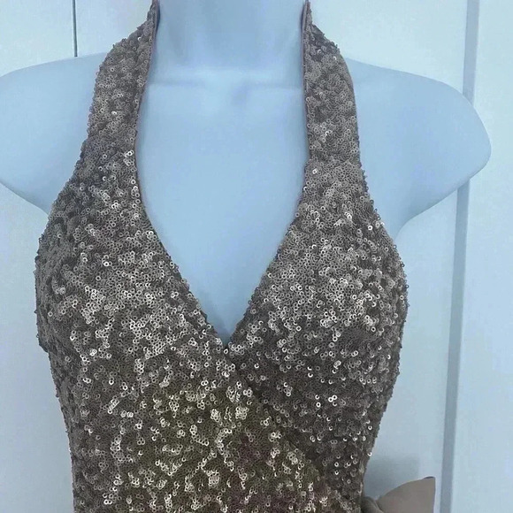 Dress The Population Danielle Sequin Wrap Mini Dress In Rose Gold Size: XS - Picture 2 of 9